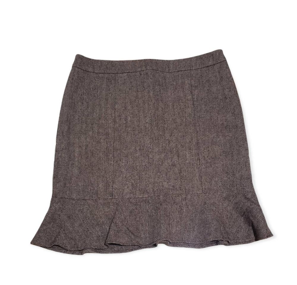Laundry by Shelli Segal Brown Bottom Fringe Pencil Skirt w. Side Zip - Size 10